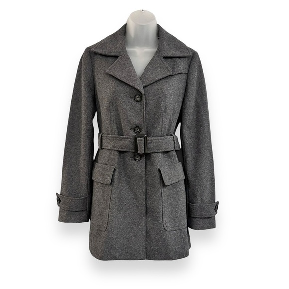 Banana Republic Grey Belted Wool Blend Pea Coat - Picture 10 of 14